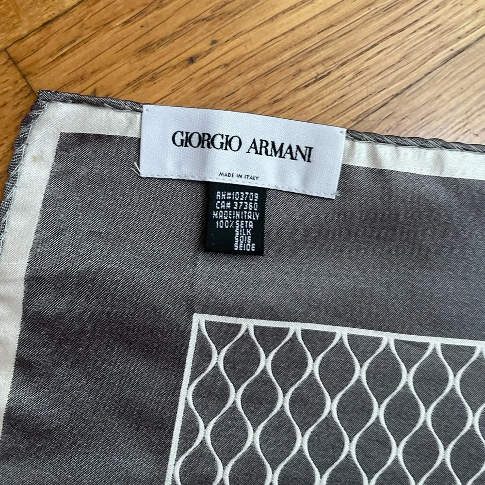 Giorgio Armani White & Gray Silk Scarf